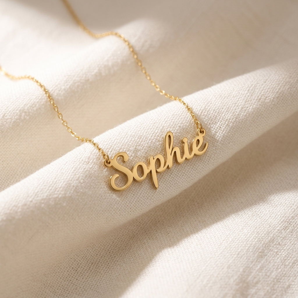 Custom Name Necklace, 18K Gold Plated Personalised Name Necklace, Cursive Name Jewellery, Birthday Gift, Christmas Gift for Her