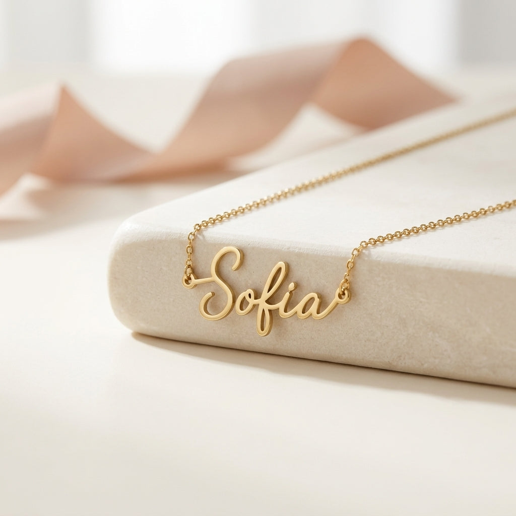 Custom Name Necklace, 18K Gold Plated Personalised Name Necklace, Cursive Name Jewellery, Birthday Gift, Christmas Gift for Her